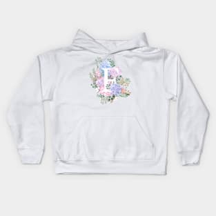 botanical monogram alphabet F hydrangea flowers Kids Hoodie